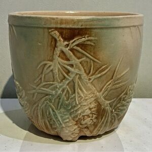 Vintage 1945 McCoy Pottery Rustic Pine Cone Jardiniere Planter – Large MCM